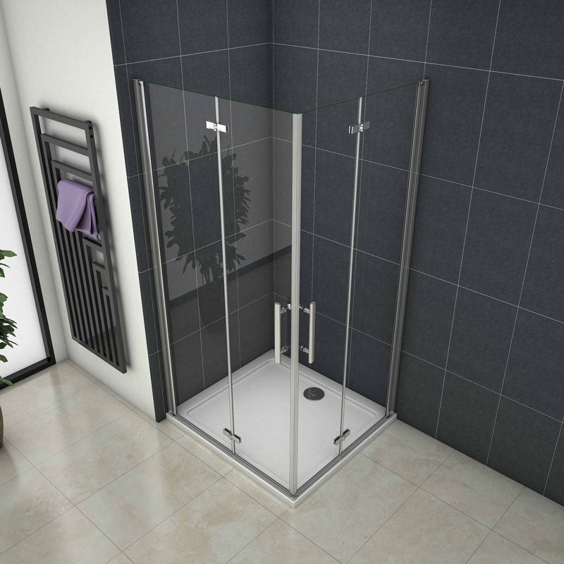 Duschkabine Eckeinstieg Falttür Duschabtrennung 6mm NANO Glas Drehfalttür Dusche