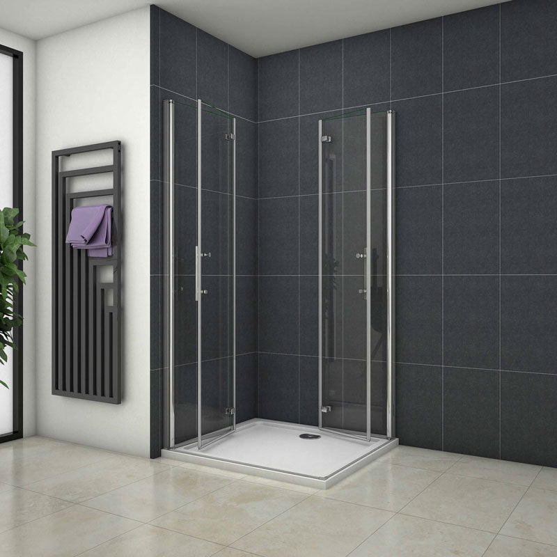 Duschkabine Eckeinstieg Falttür Duschabtrennung 6mm NANO Glas Drehfalttür Dusche