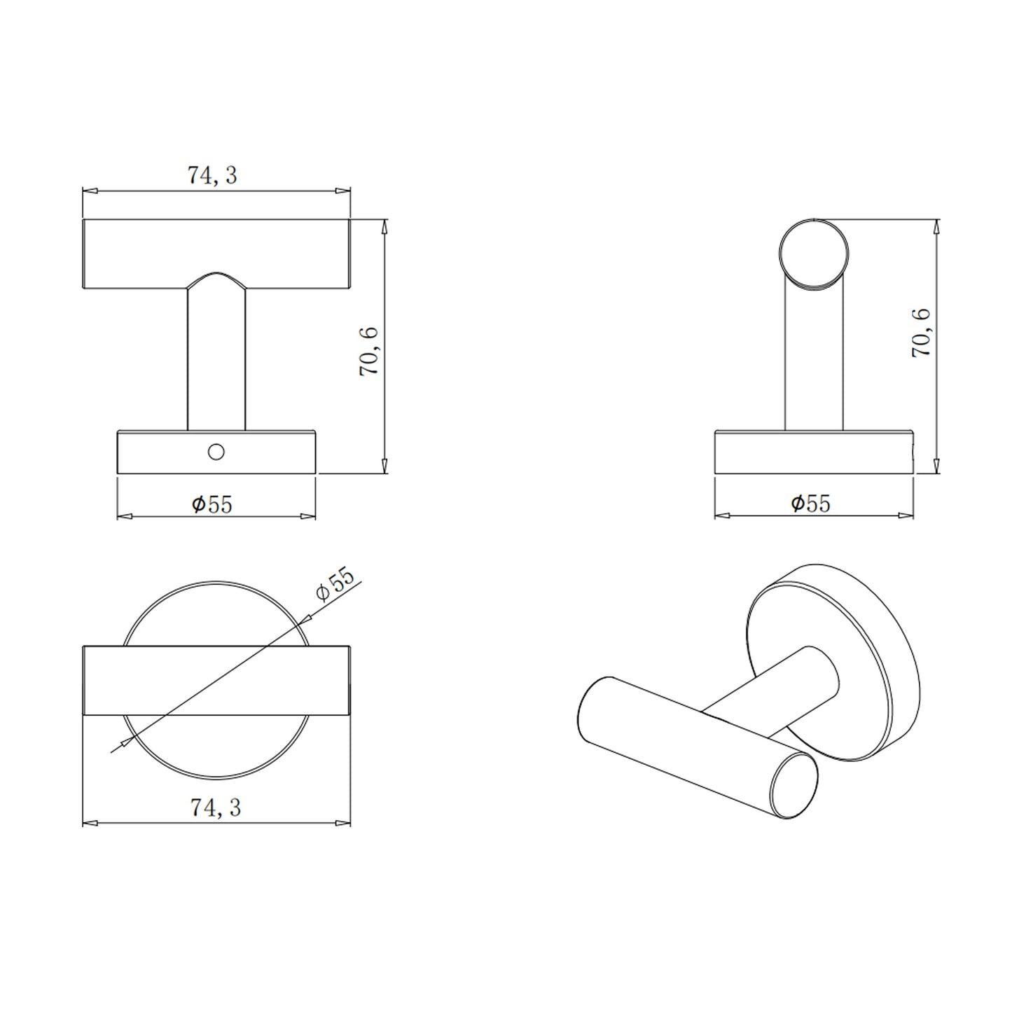 Edelstahl 5tlg. Badaccessoires-Set inkl. Handtuchhalter, Handtuchring, Papierhalter, Kleiderhaken, Seifenschale 5 in 1 Set