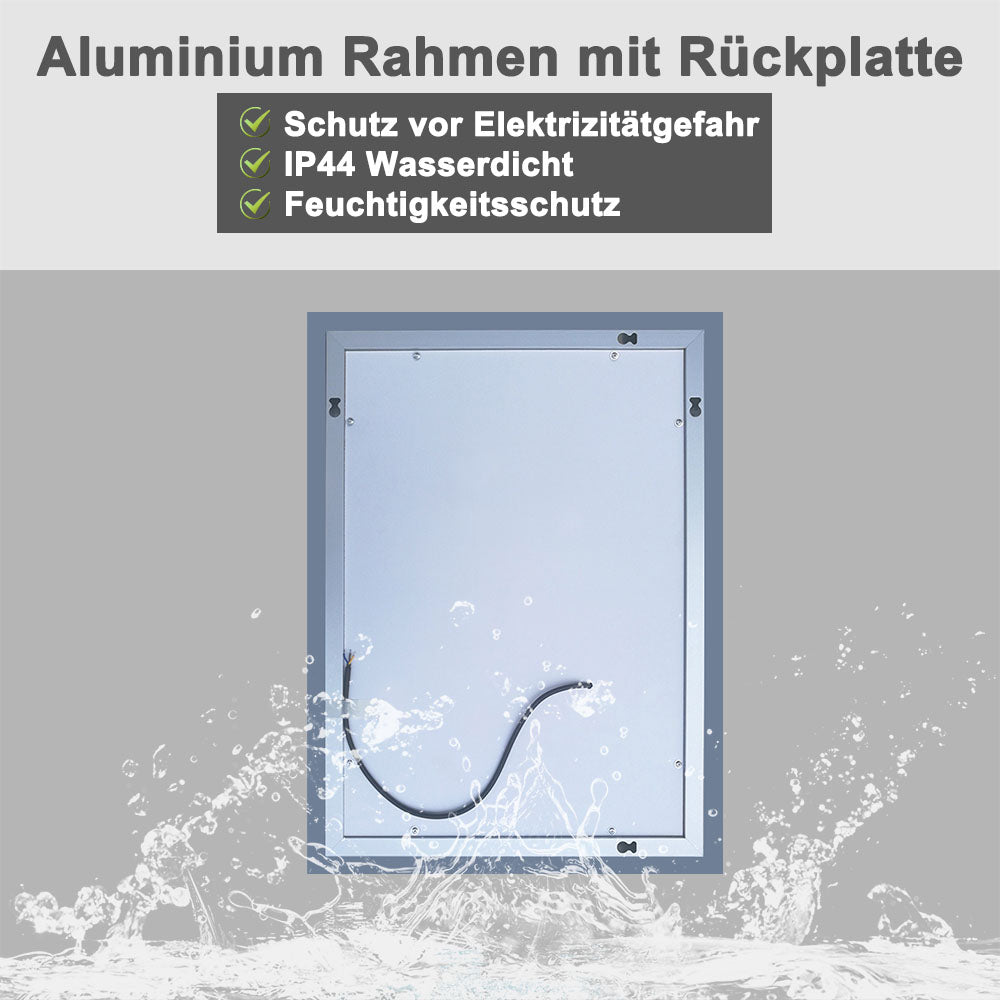 45×60 50×70 cm LED Badspiegel Wandspiegel mit Beleuchtung Touch Beschlagfrei Kaltweiß