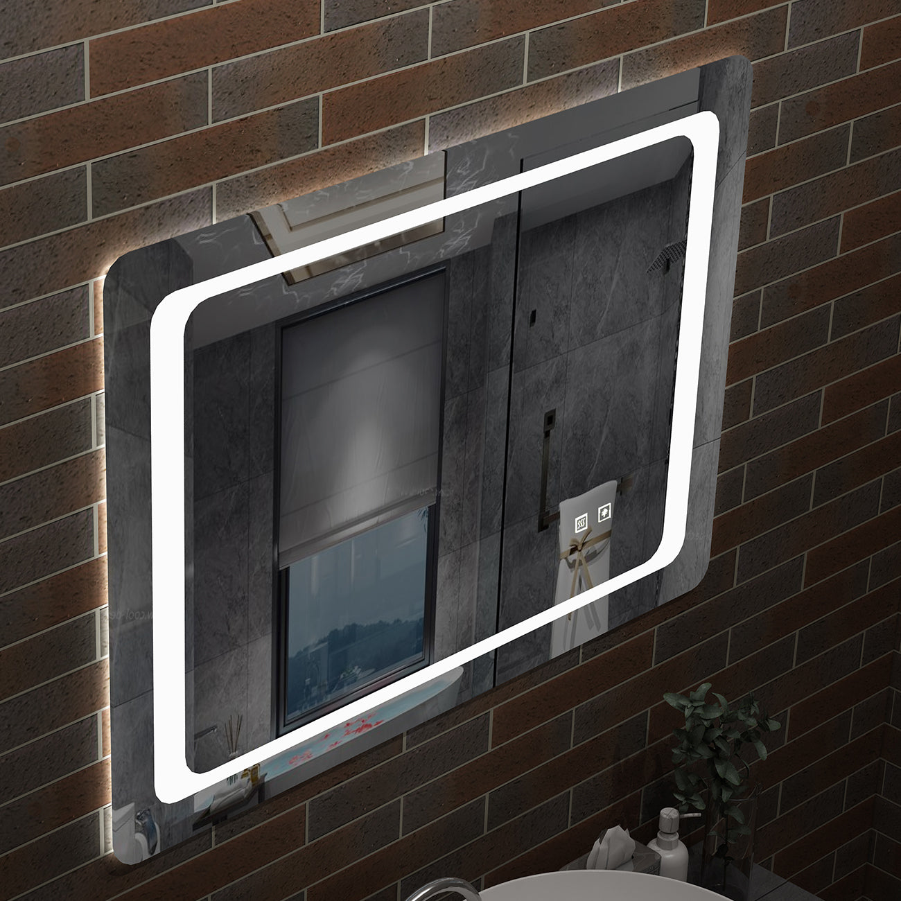 LED Badspiegel 80-140 cm Wandspiegel mit Beleuchtung DOPPLE Touch Beschlagfrei Kaltweiß