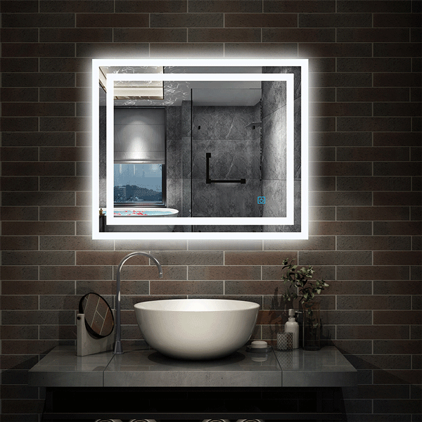LED Badspiegel 50-100 cm Wandspiegel mit Beleuchtung EINZEL Touch Beschlagfrei Kaltweiß