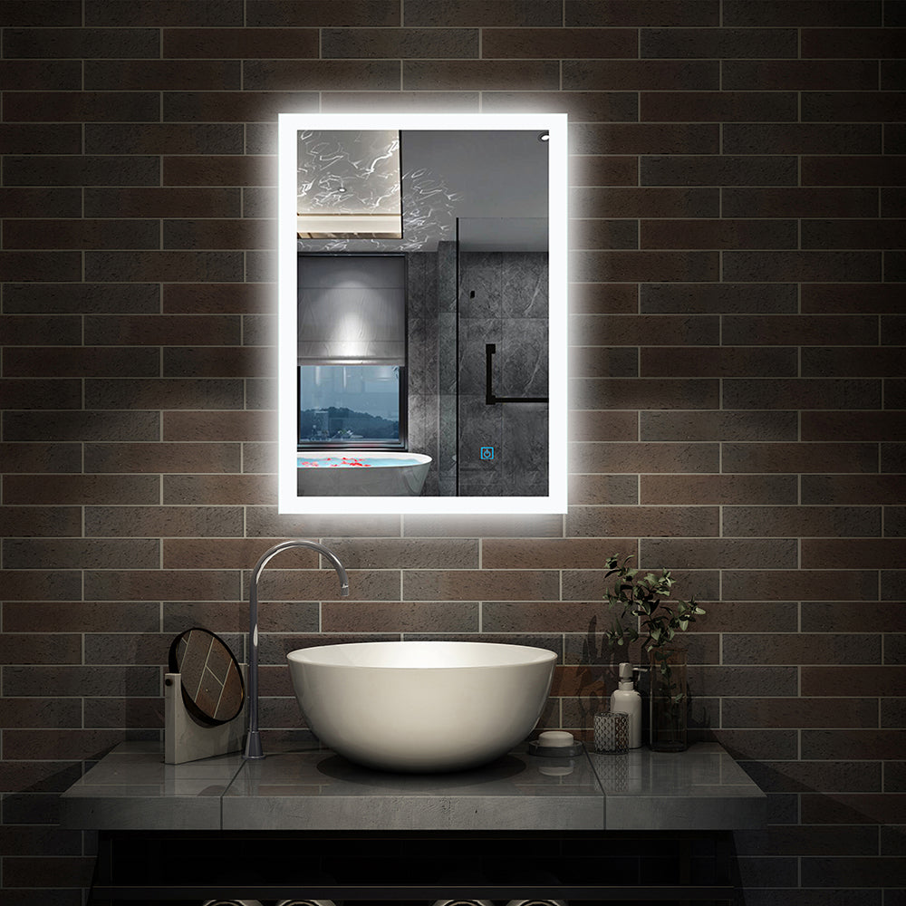 LED Badspiegel 50-100 cm Wandspiegel mit Beleuchtung Touch Beschlagfrei Kaltweiß