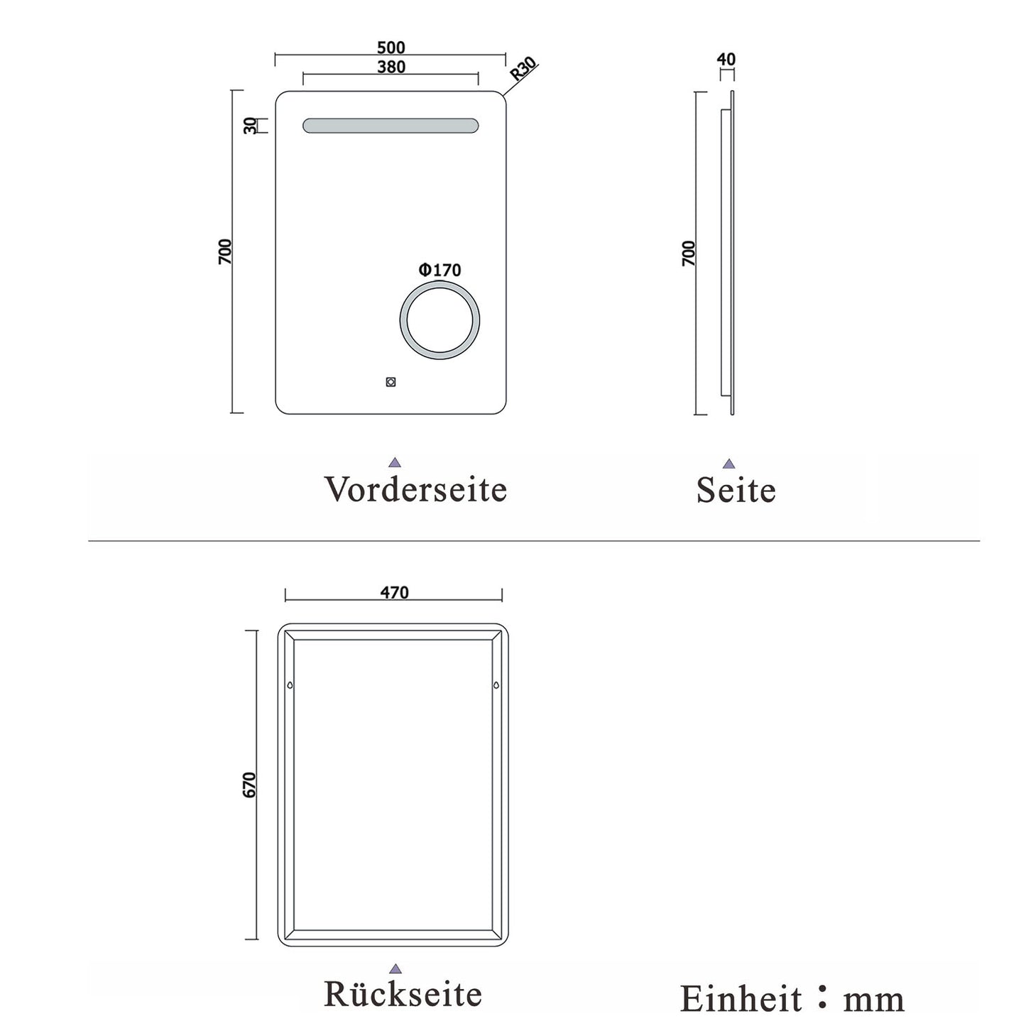 LED Badspiegel 50×70cm Wandspiegel mit Touch, Beschlagfrei,3-Fach Vergrößerung Schminkspiegel IP44 Kaltweiß energiesparend