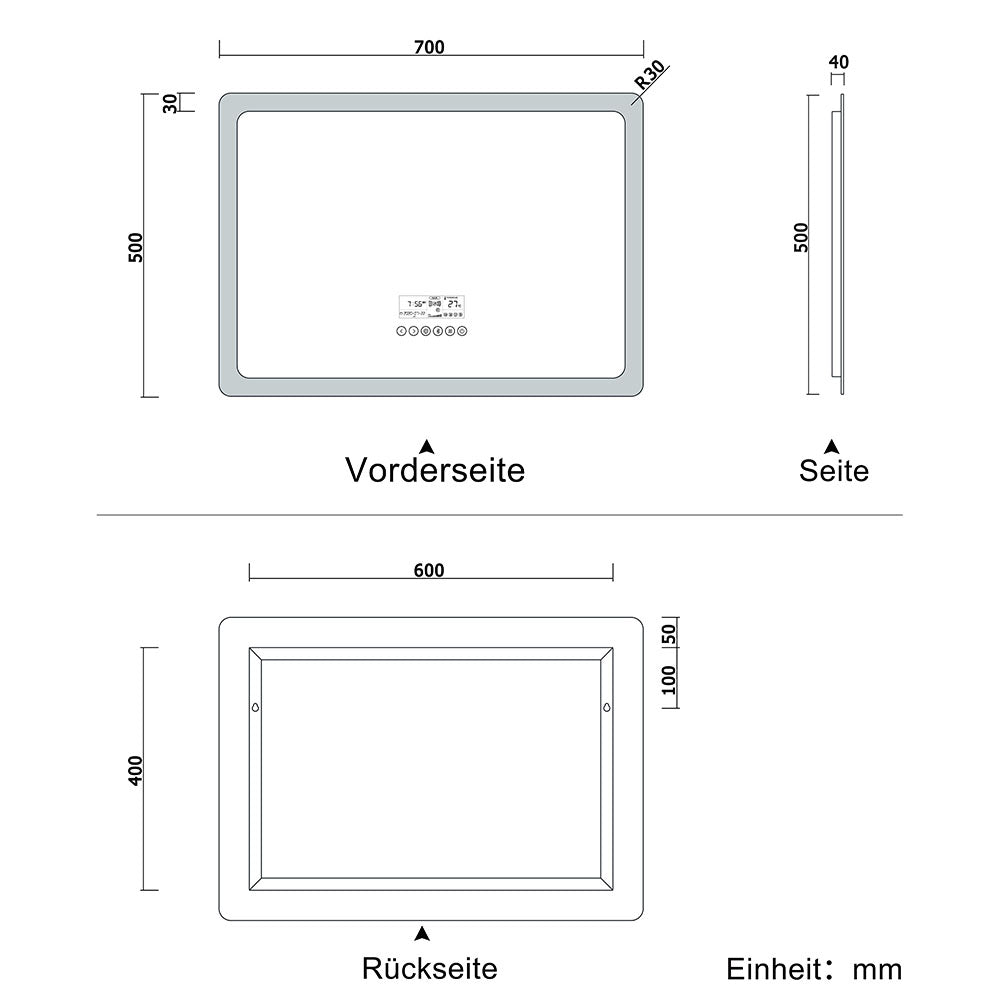 LED Badspiegel 70 bis 160 cm 2 Lichtfarbe 2700k/6000K Wandspiegel mit Bluetooth, Touch, Beschlagfrei,IP44 Kalt/Warmweiß energiesparend
