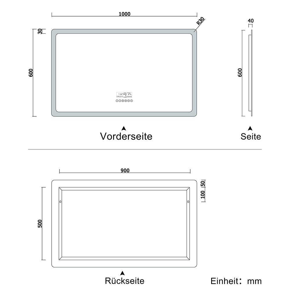 LED Badspiegel 70 bis 160 cm 2 Lichtfarbe 2700k/6000K Wandspiegel mit Bluetooth, Touch, Beschlagfrei,IP44 Kalt/Warmweiß energiesparend