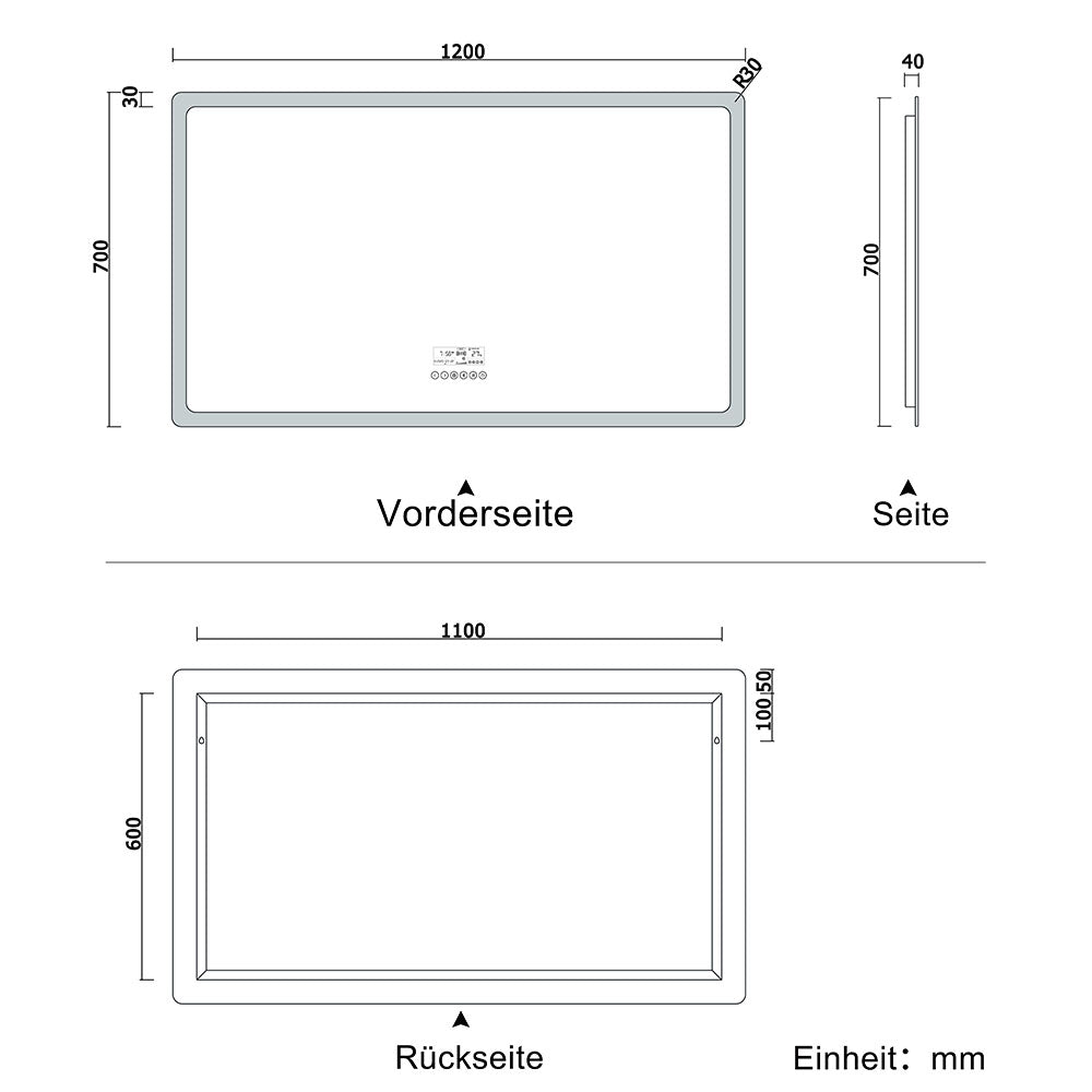 LED Badspiegel 70 bis 160 cm 2 Lichtfarbe 2700k/6000K Wandspiegel mit Bluetooth, Touch, Beschlagfrei,IP44 Kalt/Warmweiß energiesparend