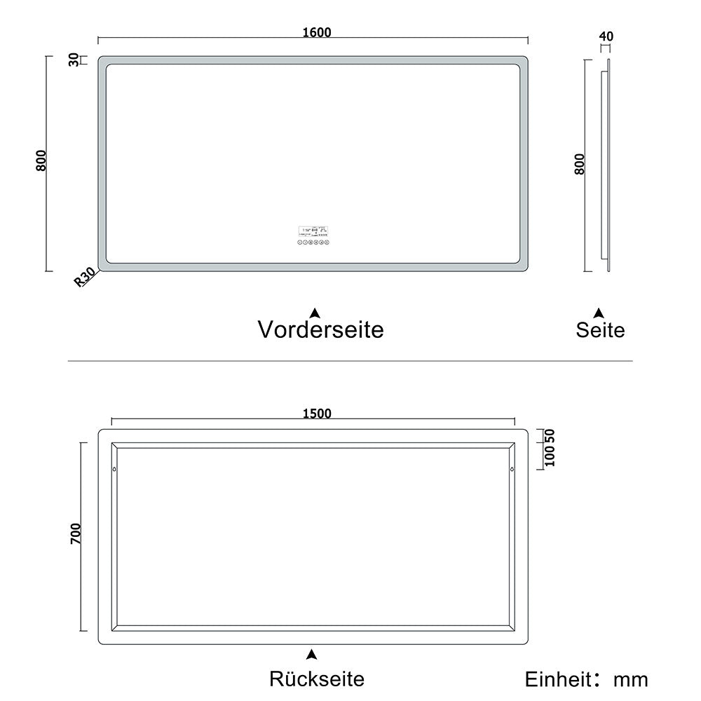 LED Badspiegel 70 bis 160 cm 2 Lichtfarbe 2700k/6000K Wandspiegel mit Bluetooth, Touch, Beschlagfrei,IP44 Kalt/Warmweiß energiesparend