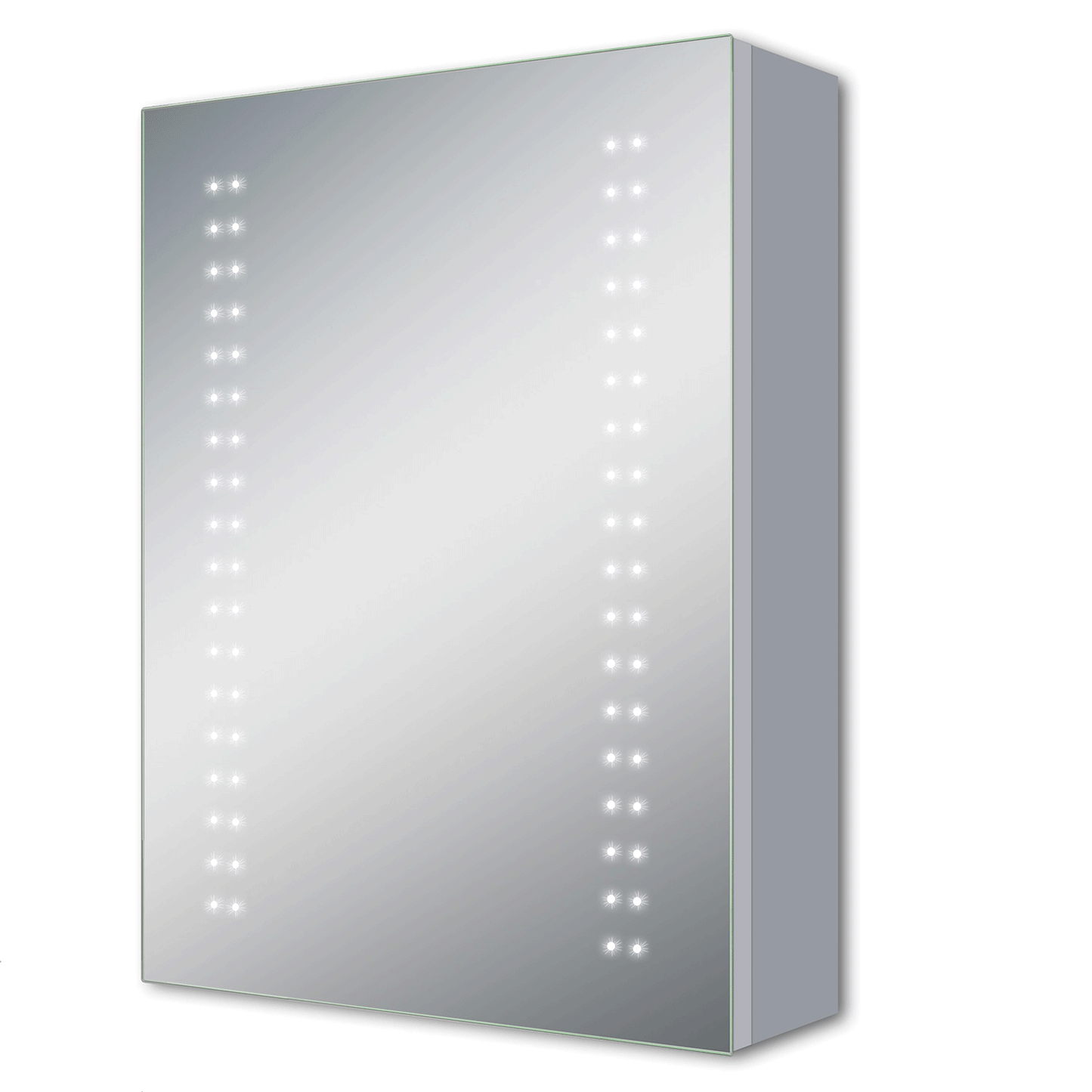 LED Spiegelschrank ELSA 50x70cm Badspiegel mit Beleuchtung, Aluminium, Doppelseitiger Spiegel, IR-Sensor Schalter, Wandspiegel Badezimmerschrank