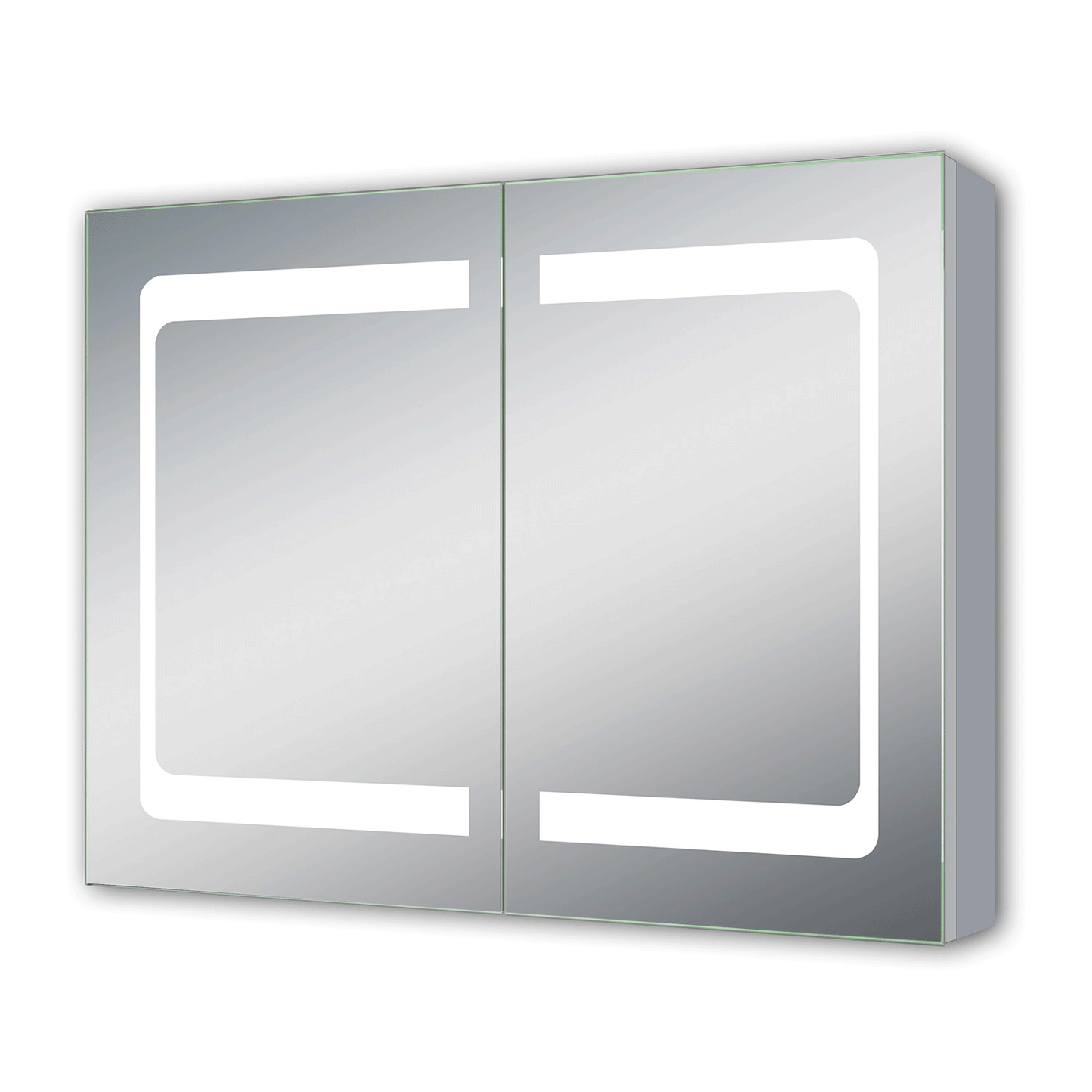 LED Spiegelschrank IVANO 80x60cm Badspiegel mit Beleuchtung, Aluminium, Doppelseitiger Spiegel, IR-Sensor Schalter, Wandspiegel Badezimmerschrank