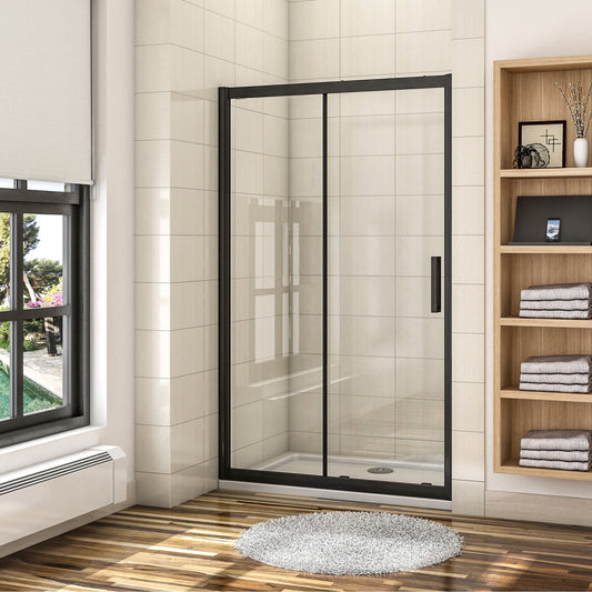 120x195 cm Duschabtrennung Schiebetür Duschkabine Duschwand Dusche 8mm NANO GLAS schwarz