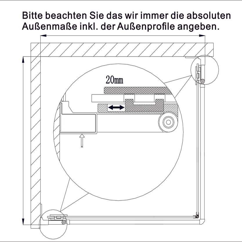 90x90 80x80 Eckeinstieg Eckdusche Duschkabine Glas Höhe: 185cm