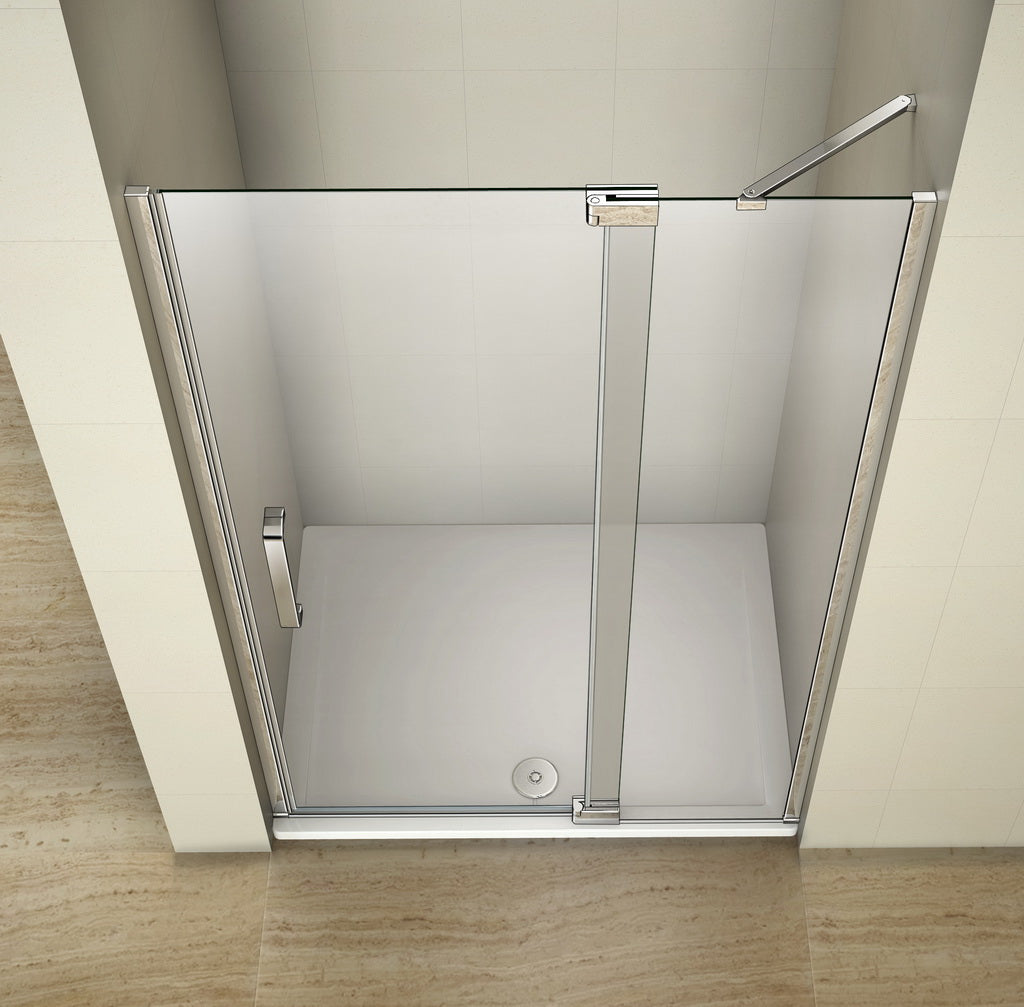 Duschtür Drehtür mit Festteil 90 cm Nische Dusche 8mm NANO Glas H.195 cm