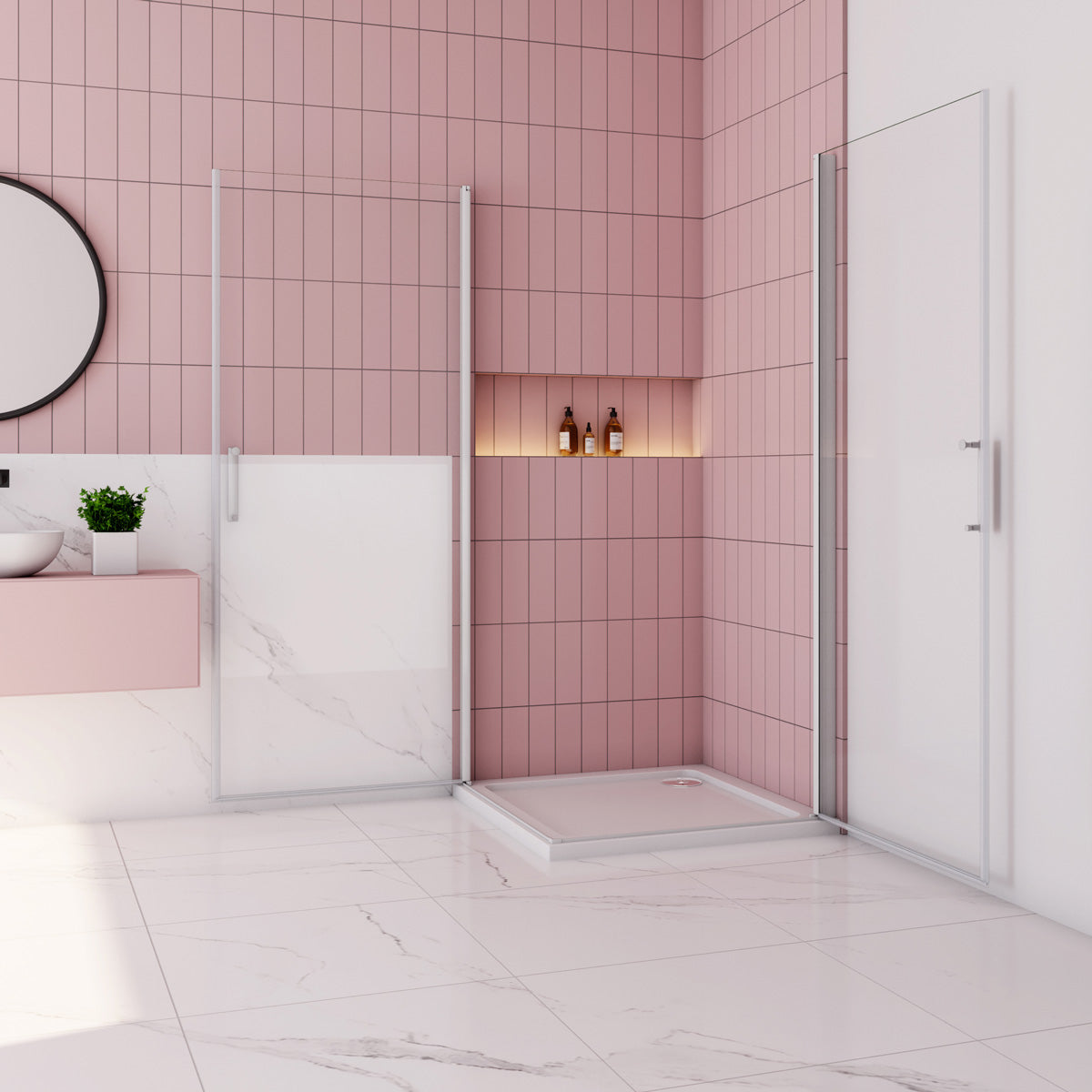Duschkabine 90x90 Dusche Glas Eckeinstieg mit Drehtür H.185 cm Dusche
