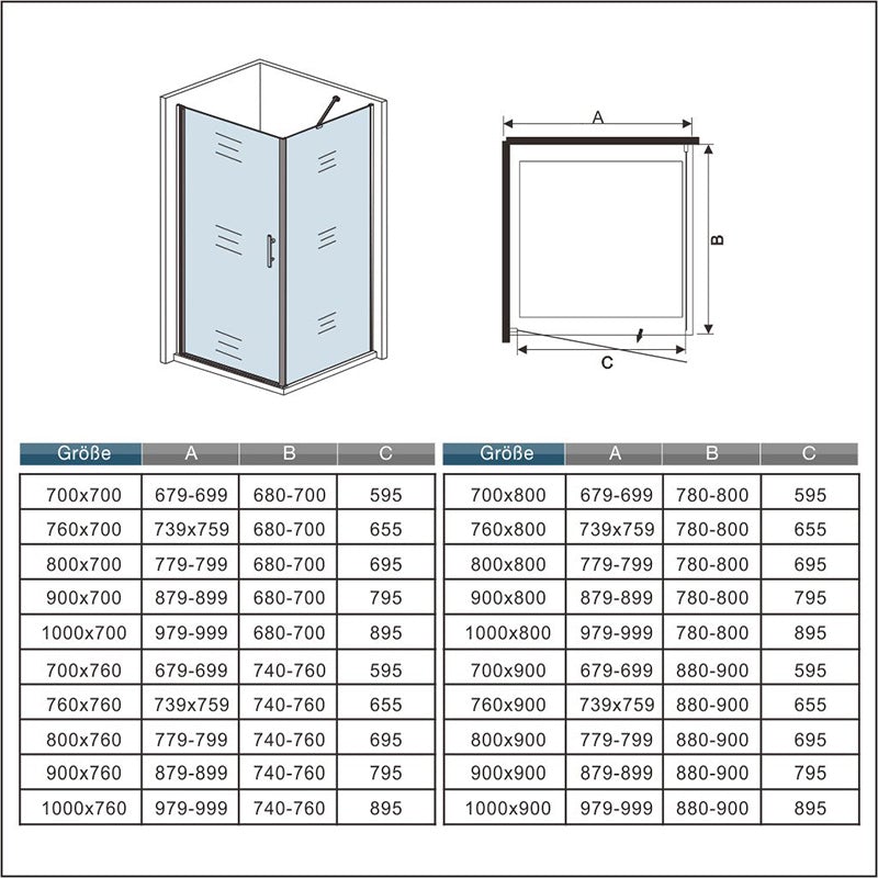 Duschkabine Falttür Drehfalttür Glas