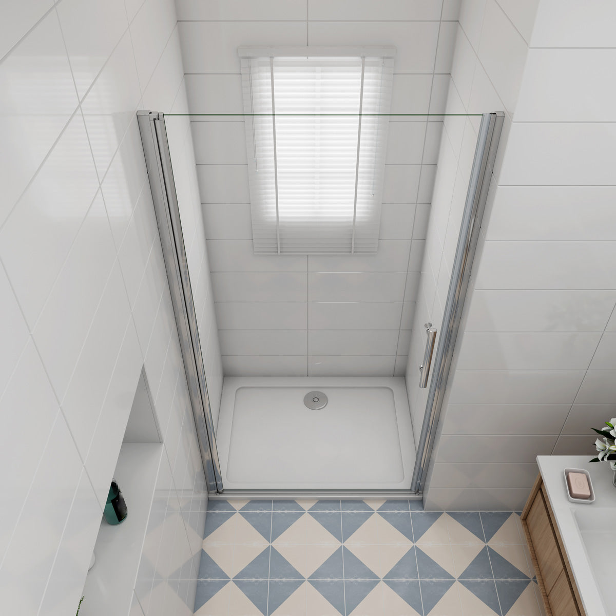 Drehtür dusche 90 x 180 cm Duschtür Nische NANO Glas