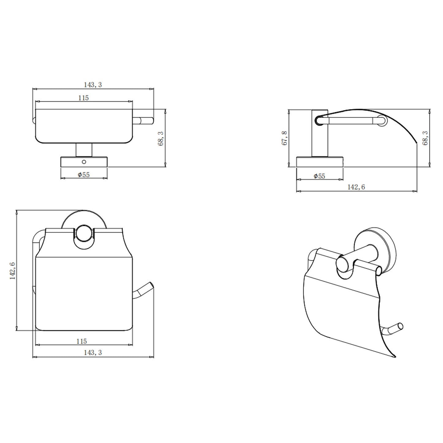 Edelstahl 5tlg. Badaccessoires-Set inkl. Handtuchhalter, Handtuchring, Papierhalter, Kleiderhaken, Seifenschale 5 in 1 Set