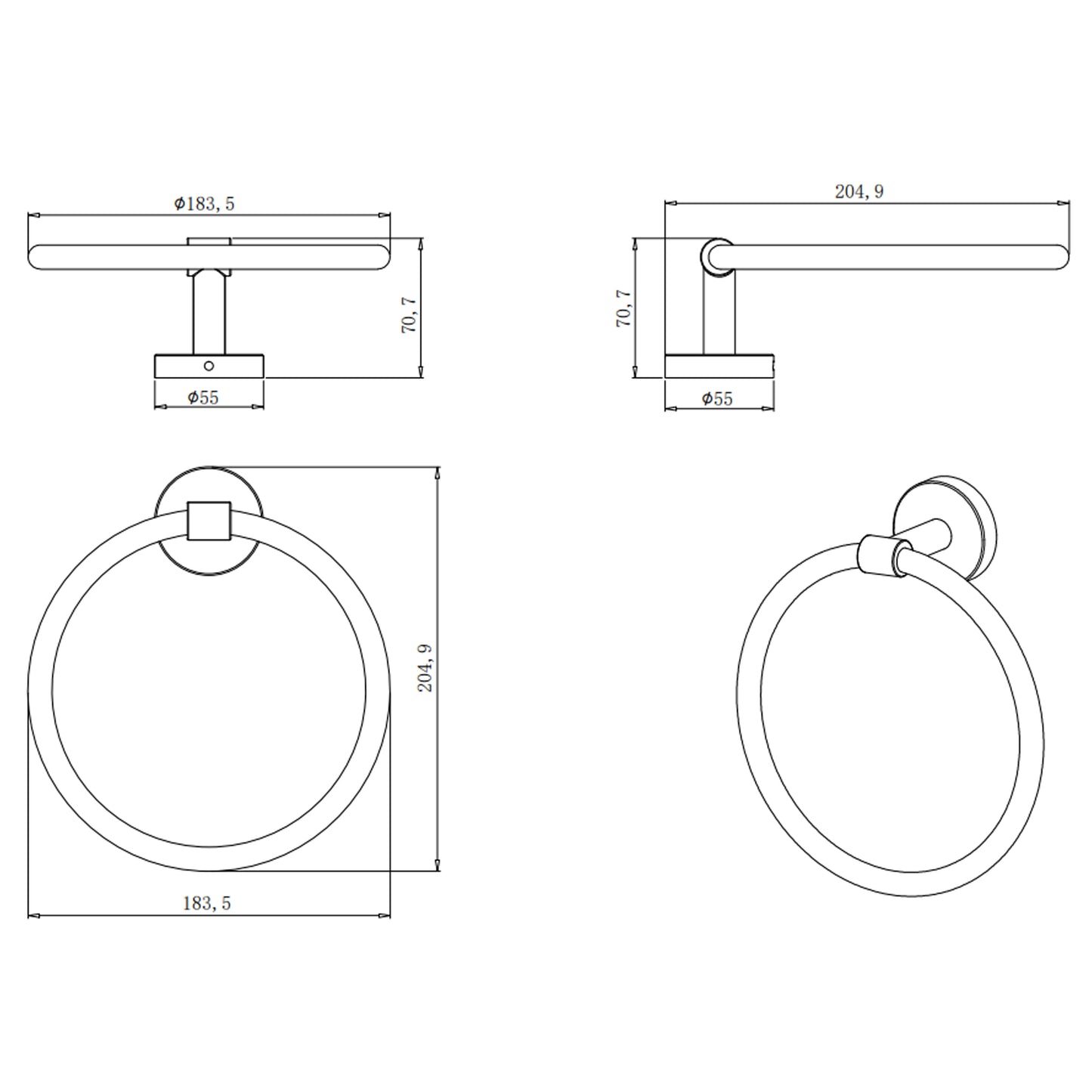 Edelstahl 5tlg. Badaccessoires-Set inkl. Handtuchhalter, Handtuchring, Papierhalter, Kleiderhaken, Seifenschale 5 in 1 Set