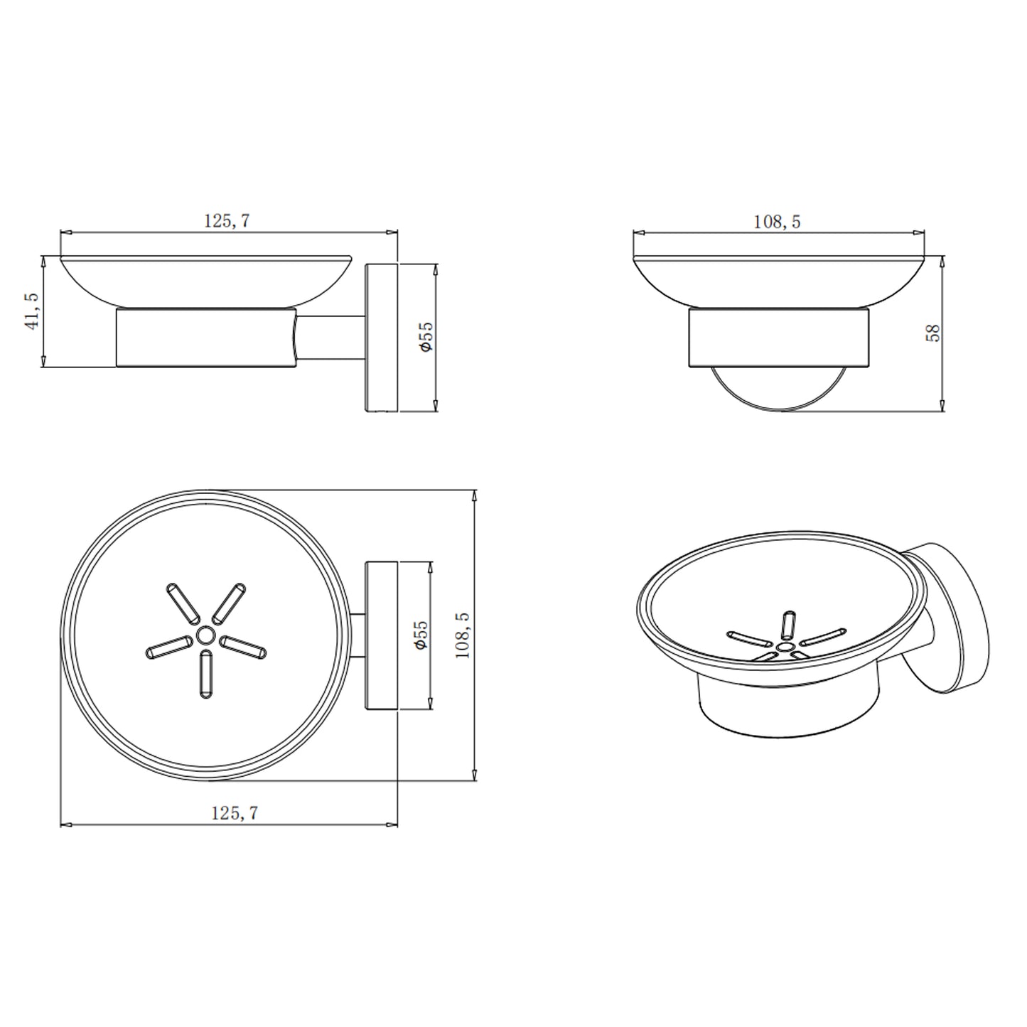 Edelstahl 5tlg. Badaccessoires-Set inkl. Handtuchhalter, Handtuchring, Papierhalter, Kleiderhaken, Seifenschale 5 in 1 Set