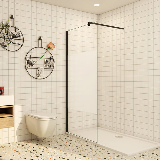 Walk In Duschwand 110x200 cm Schwarz Duschkabine 8mm ESG mit Splitterschutzfolie