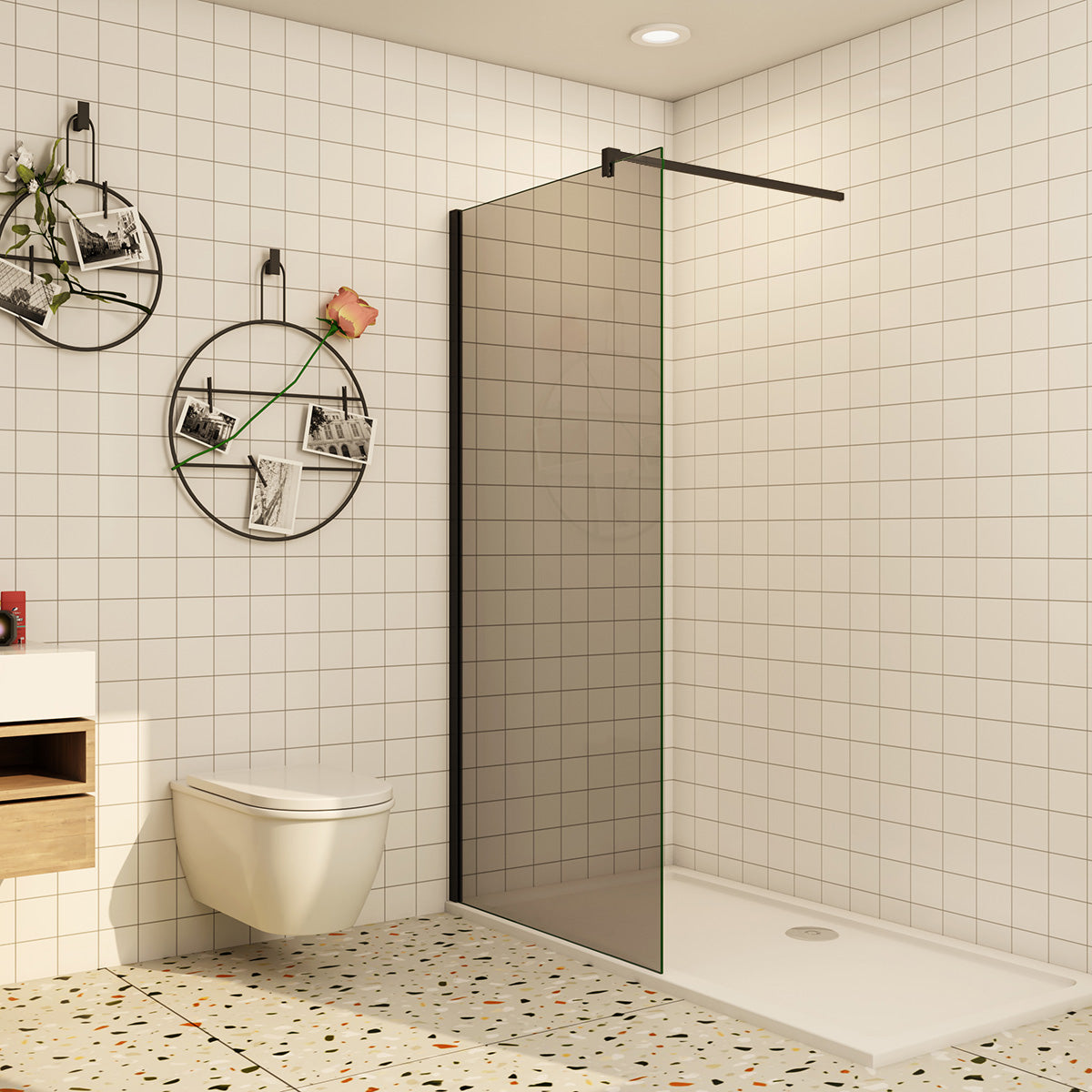 10mm Glas Walk In Duschwand Schwarz dusche Splitterschutzfolie 140x200 cm
