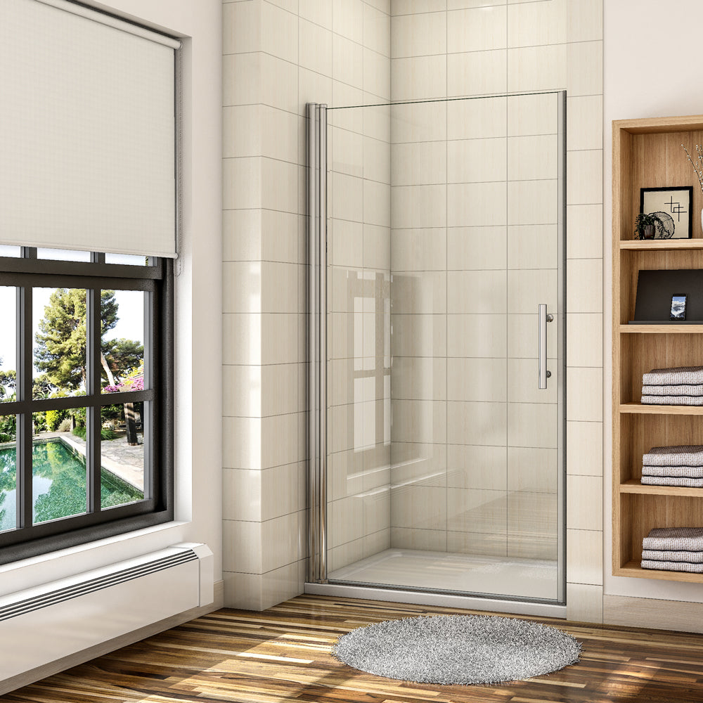 Nischentür Dusche 90 x 197 cm NANO Glas Drehtür Schwingtür