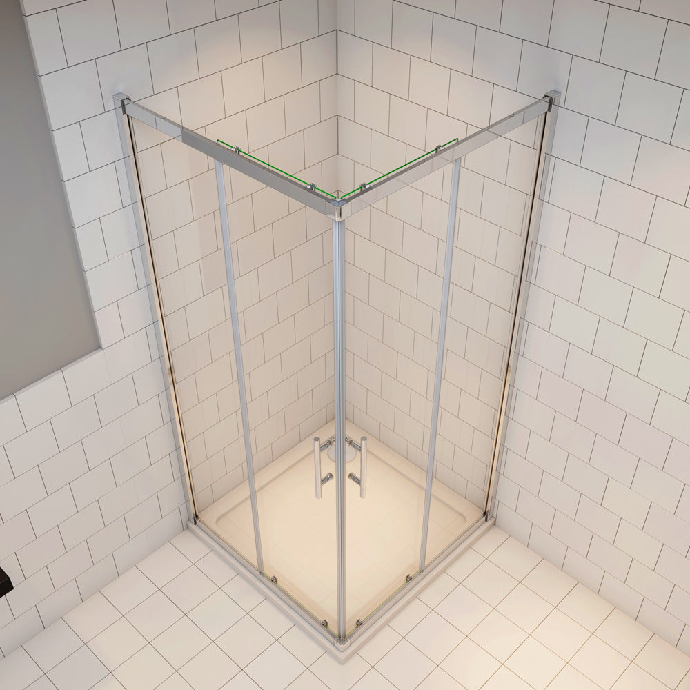 Duschkabine Eckeinstieg 90x90 Schiebetür Eckdusche Dusche Glas H.185 cm