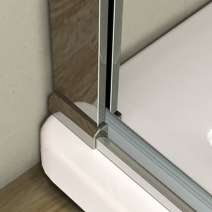 Duschtür Drehtür mit Festteil 100 cm Nische Dusche 8mm NANO Glas H.195 cm