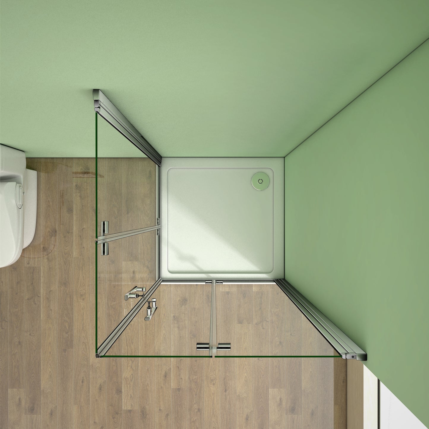 Duschkabine Eckeinstieg 100x100 cm Falttür Drehfalttür Dusche H.185 cm Glas