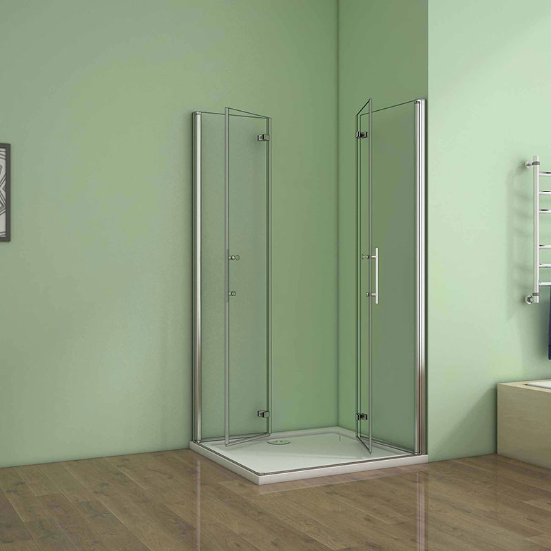 90x90 80x80 Eckeinstieg Falttür Eckdusche Duschkabine Drehfalttür Glas