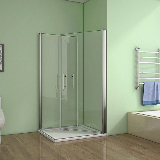 Drehtür Eckeinstieg Duschkabine 90 x 90 cm H.185 cm NANO Glas Dusche