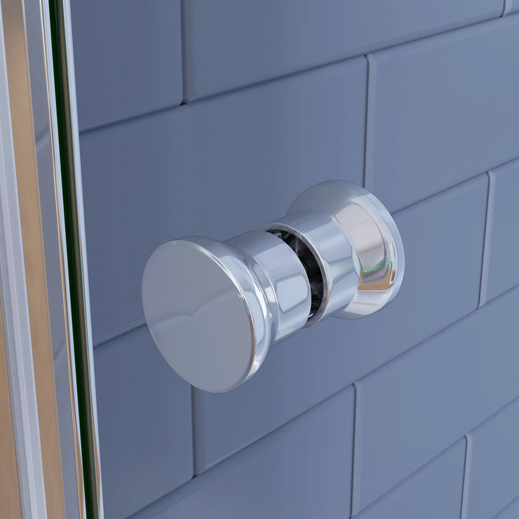 Eckdusche mit Falttür und fester Seitenwand – 185cm in Hochglanz Chrom mit 5mm ESG Klarglas