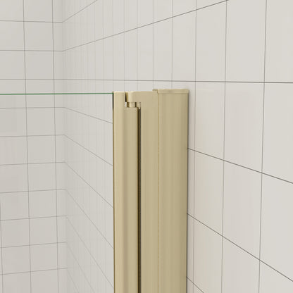 AICA Eckdusche 195cm Gold | Falttür Duschkabine Nano-Glas | 6mm ESG Duschabtrennung mit Eckeinstieg & Hebe-Senk-Funktion