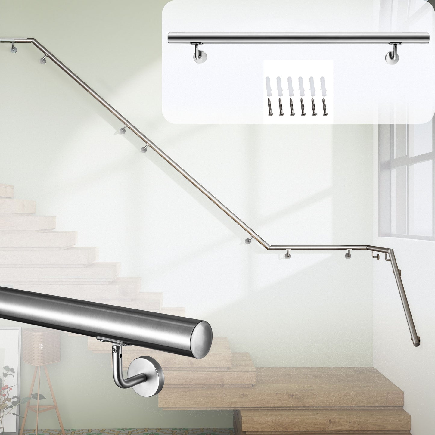 Handlauf Edelstahl 304 V2A Ø42,4 mm Wandmontage, verbindbar & erweiterbar
