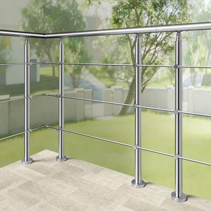 Edelstahl Geländer 3/5 Querstäbe Treppengeländer 80-240cm Handlauf | Balustradensystem für Balkon & Terrasse