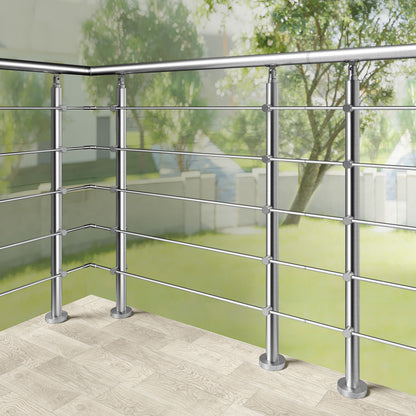 Edelstahl Geländer 3/5 Querstäbe Treppengeländer 80-240cm Handlauf | Balustradensystem für Balkon & Terrasse