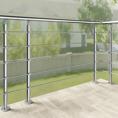 Edelstahl Geländer 3/5 Querstäbe Treppengeländer 80-240cm Handlauf | Balustradensystem für Balkon & Terrasse