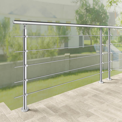 Edelstahl Geländer 3/5 Querstäbe Treppengeländer 80-240cm Handlauf | Balustradensystem für Balkon & Terrasse