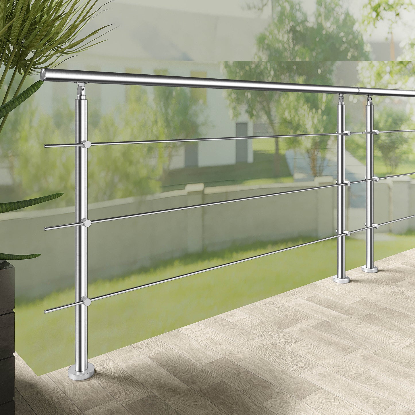Edelstahl Geländer 3/5 Querstäbe Treppengeländer 80-240cm Handlauf | Balustradensystem für Balkon & Terrasse