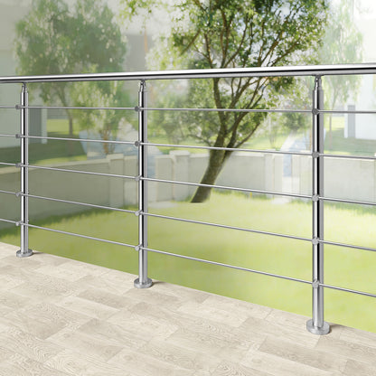 Edelstahl Geländer 3/5 Querstäbe Treppengeländer 80-240cm Handlauf | Balustradensystem für Balkon & Terrasse