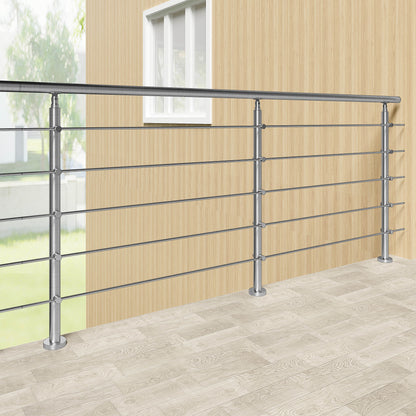 Edelstahl Geländer 3/5 Querstäbe Treppengeländer 80-240cm Handlauf | Balustradensystem für Balkon & Terrasse