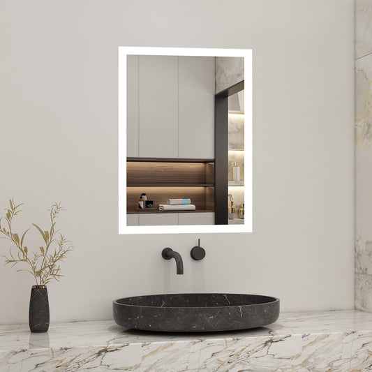 50x70cm LED Badspiegel mit Touch-Schalter,Badspiegel mit Beleuchtung,Beschlagfrei,Badezimmerspiegel mit Kaltweiß,IP44