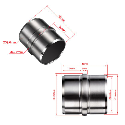 Edelstahl Handlaufverbinder mit Mittelsteg Ø 42,2 mm | Steckfitting & Gerade Rohrverbindung zum Kleben für Treppen- & Wandhandläufe in Silber & Schwarz Matt