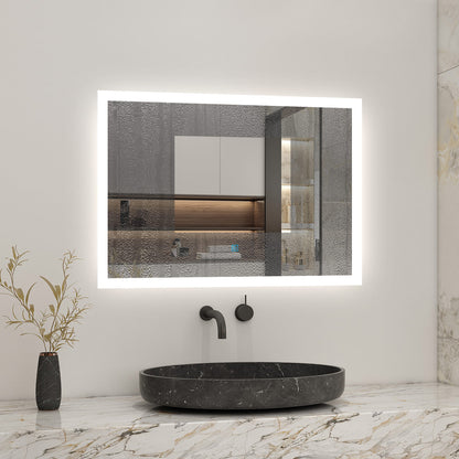 80x60cm LED Badspiegel mit Touch-Schalter,Badspiegel mit Beleuchtung,Beschlagfrei,Badezimmerspiegel mit Kaltweiß,IP44