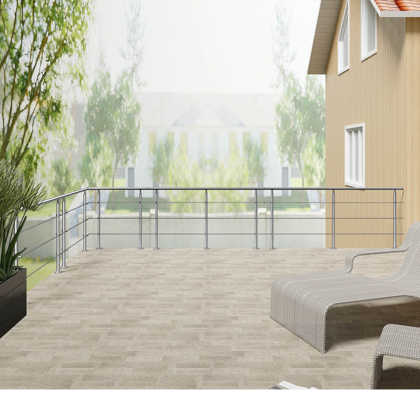 Edelstahl Geländer 3/5 Querstäbe Treppengeländer 80-240cm Handlauf | Balustradensystem für Balkon & Terrasse