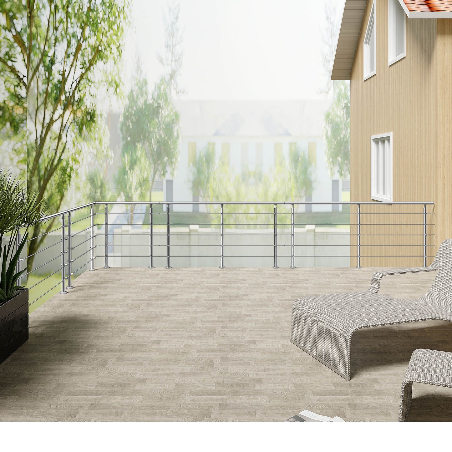 Edelstahl Geländer 3/5 Querstäbe Treppengeländer 80-240cm Handlauf | Balustradensystem für Balkon & Terrasse