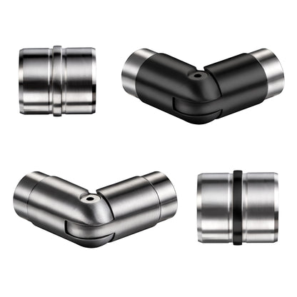 Edelstahl Handlaufverbinder Ø 42,2 mm | Gerade & Verstellbar (90°–220°) | Steckfitting für Treppen- & Wandhandläufe | Silber Gebürstet & Schwarz Matt