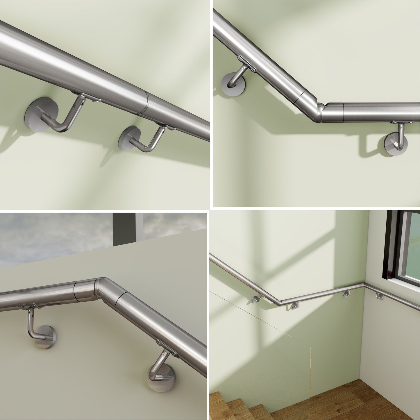 Handlauf Edelstahl 304 V2A Ø42,4 mm Wandmontage, verbindbar & erweiterbar