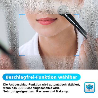 80x60cm LED Badspiegel mit Touch-Schalter,Badspiegel mit Beleuchtung,Beschlagfrei,Badezimmerspiegel mit Kaltweiß,IP44