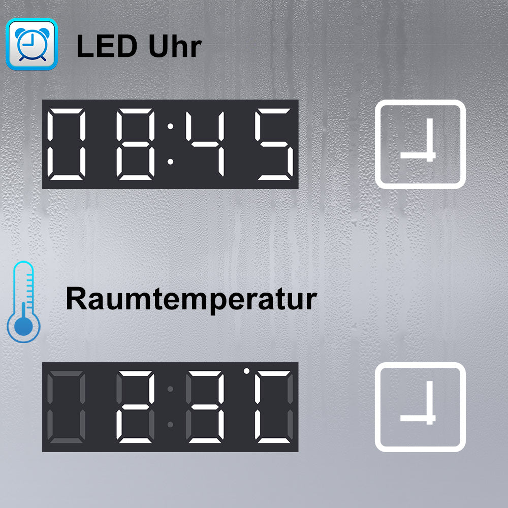 Badspiegel mit Beleuchtung LED Wandspiegel Bluetooth und Uhr Badezimmerspiegel Beschlagfrei 3 Lichtfarbe Dimmbar